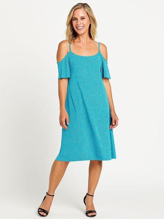 2/$30 Michael Michael Kors M Womens Turquoise Patterned Dress - Picture 1 of 11